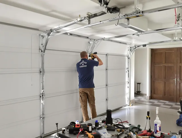Macedonia Garage Door Repair certified technician performing precision garage door repair in Macedonia