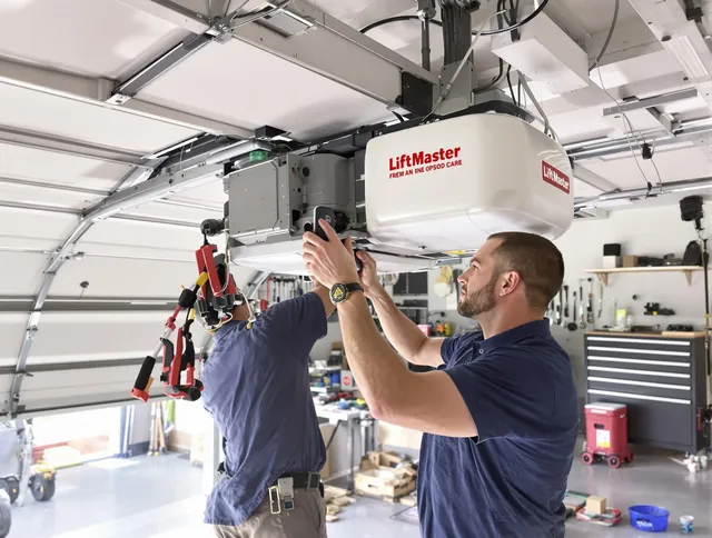 Macedonia Garage Door Repair technician performing advanced diagnostics on garage opener in Macedonia